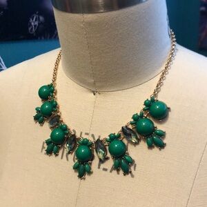 Bold Green and Gold sparkle Statement Necklace.